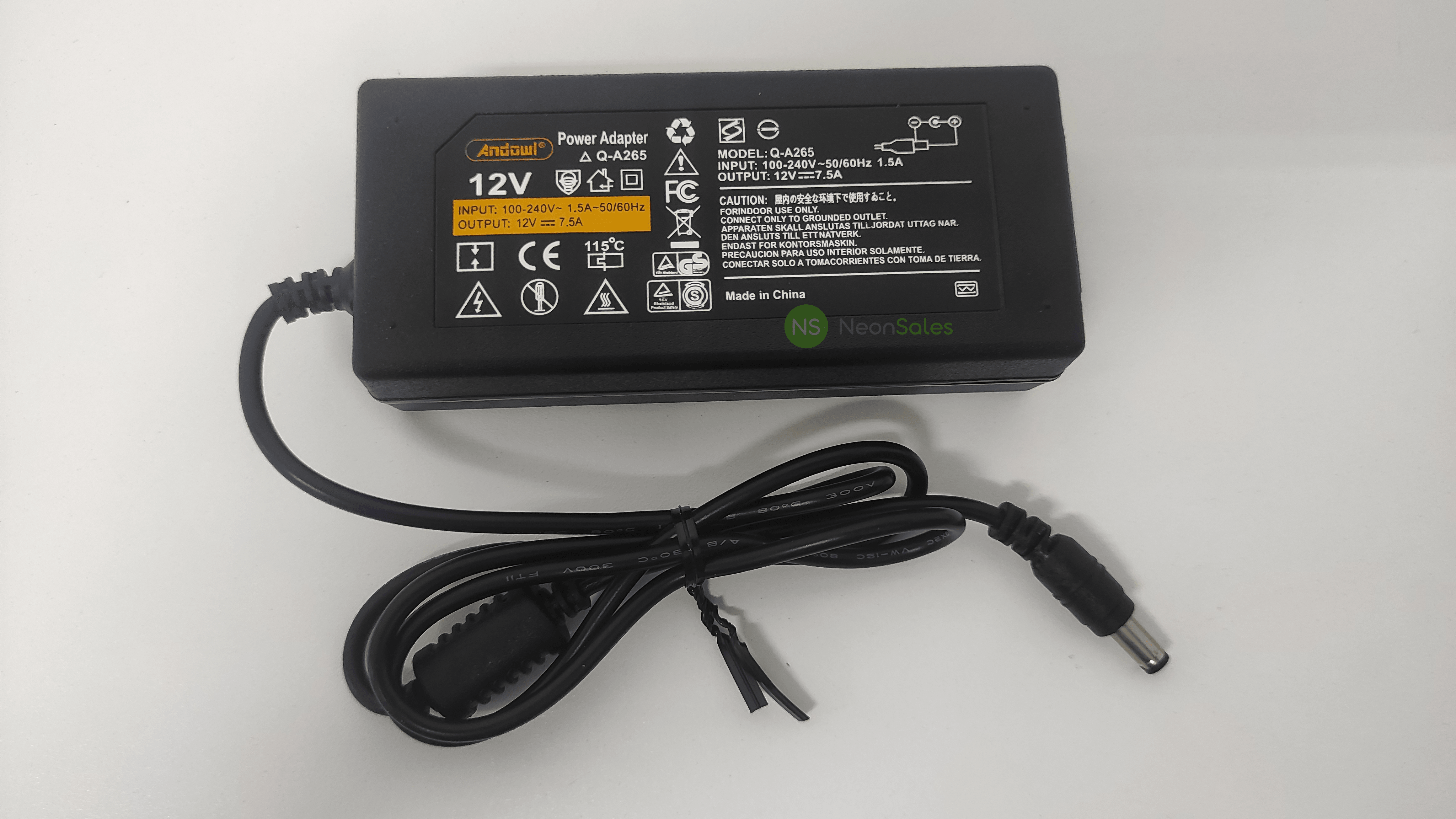 ANDOWL AC-DC POWER ADAPTER 12V/7.5A (90W) - Q-A265 - NeonSales South Africa