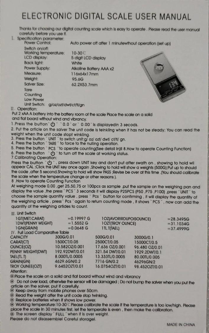 ANDOWL DIGITAL JEWELRY POCKET SCALE Q-D101 - NeonSales South Africa