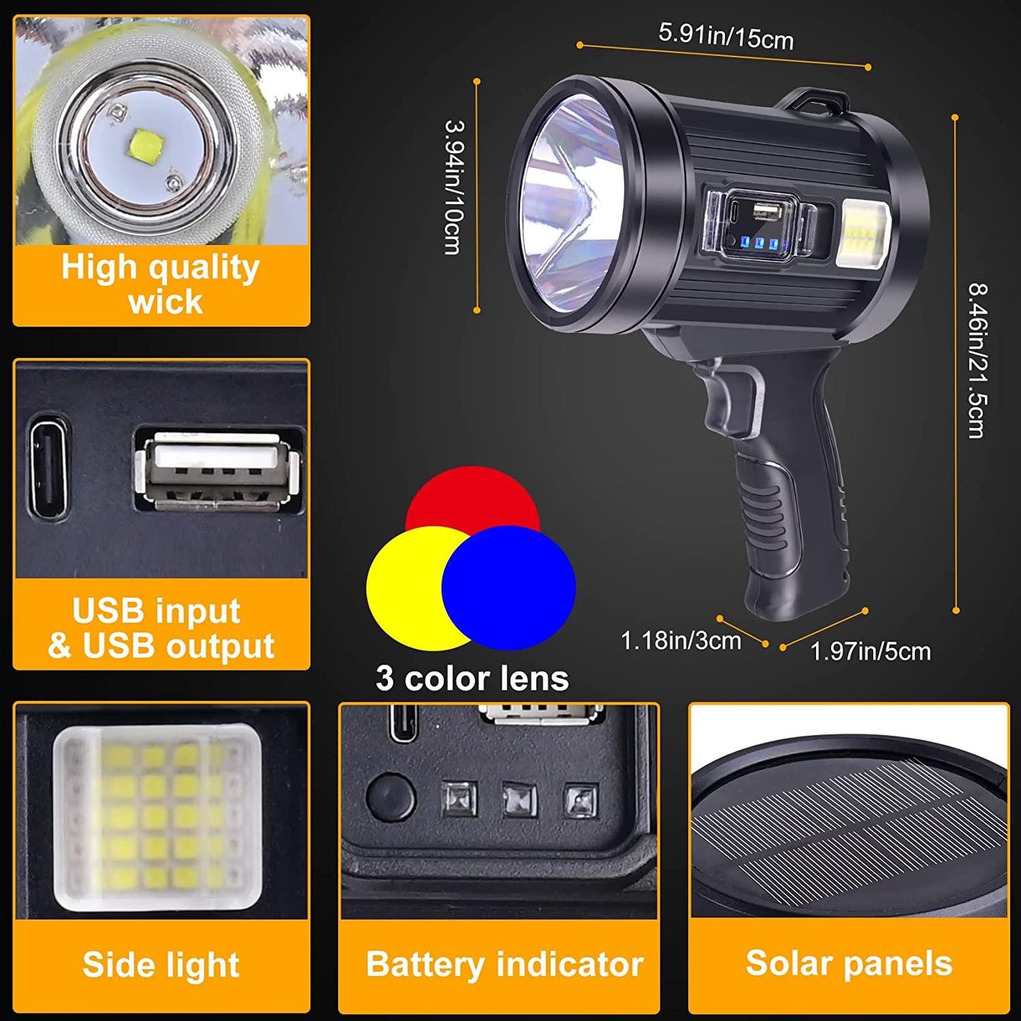 ANDOWL HIGH INTENSITY SEARCHLIGHT - Q-ST113 - NeonSales {{ shop.shopifyCountryName }}