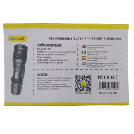 ANDOWL RECHARGEABLE NIGHT FLASHLIGHT:Q-5101 - NeonSales {{ shop.shopifyCountryName }}
