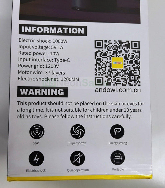 ANDOWL USB PORTABLE UV INSECT ZAPPER - Q-BY23 - NeonSales {{ shop.shopifyCountryName }}