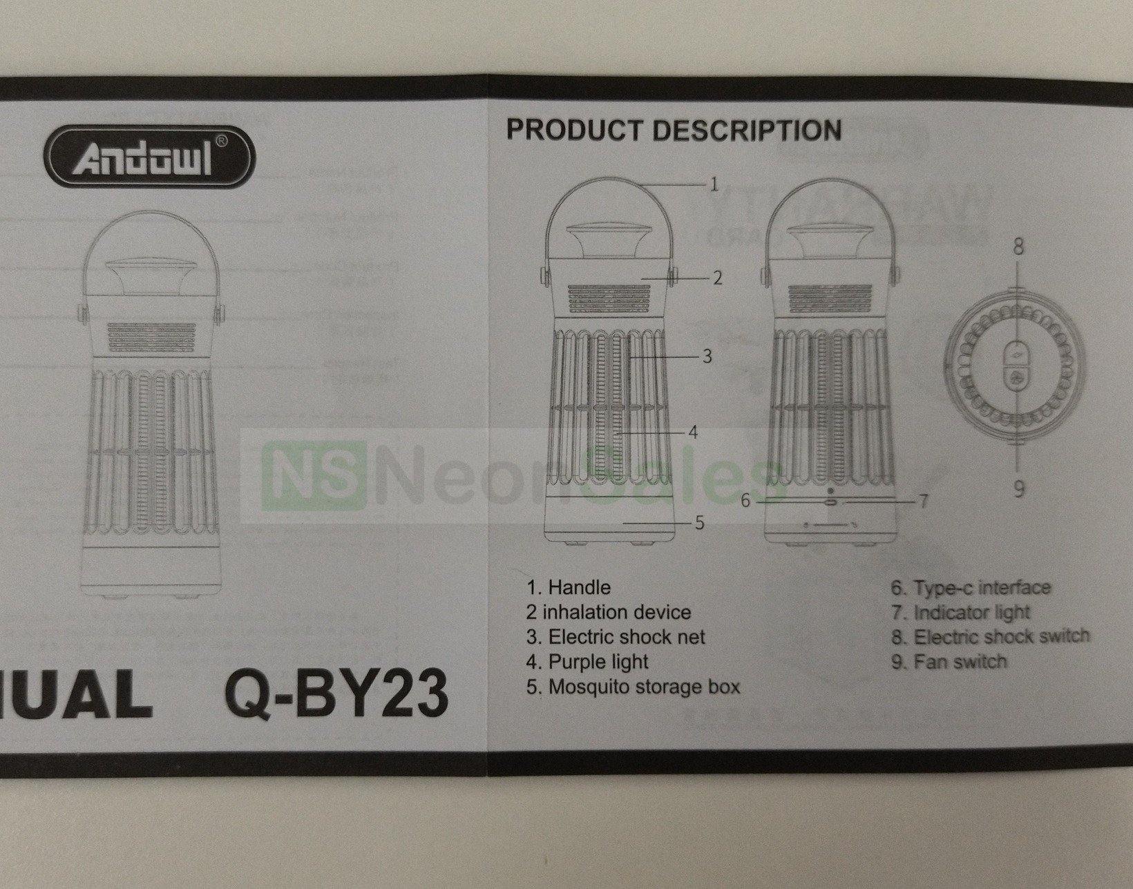 ANDOWL USB PORTABLE UV INSECT ZAPPER - Q-BY23 - NeonSales South Africa