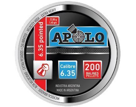 Apolo 6.35mm pointed pellets 22gr 200 tin - NeonSales South Africa