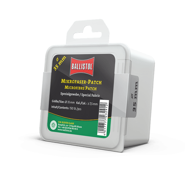 BALLISTOL MICROFIBRE PATCHES - 35MM (>7.49MM CAL) - NeonSales {{ shop.shopifyCountryName }}