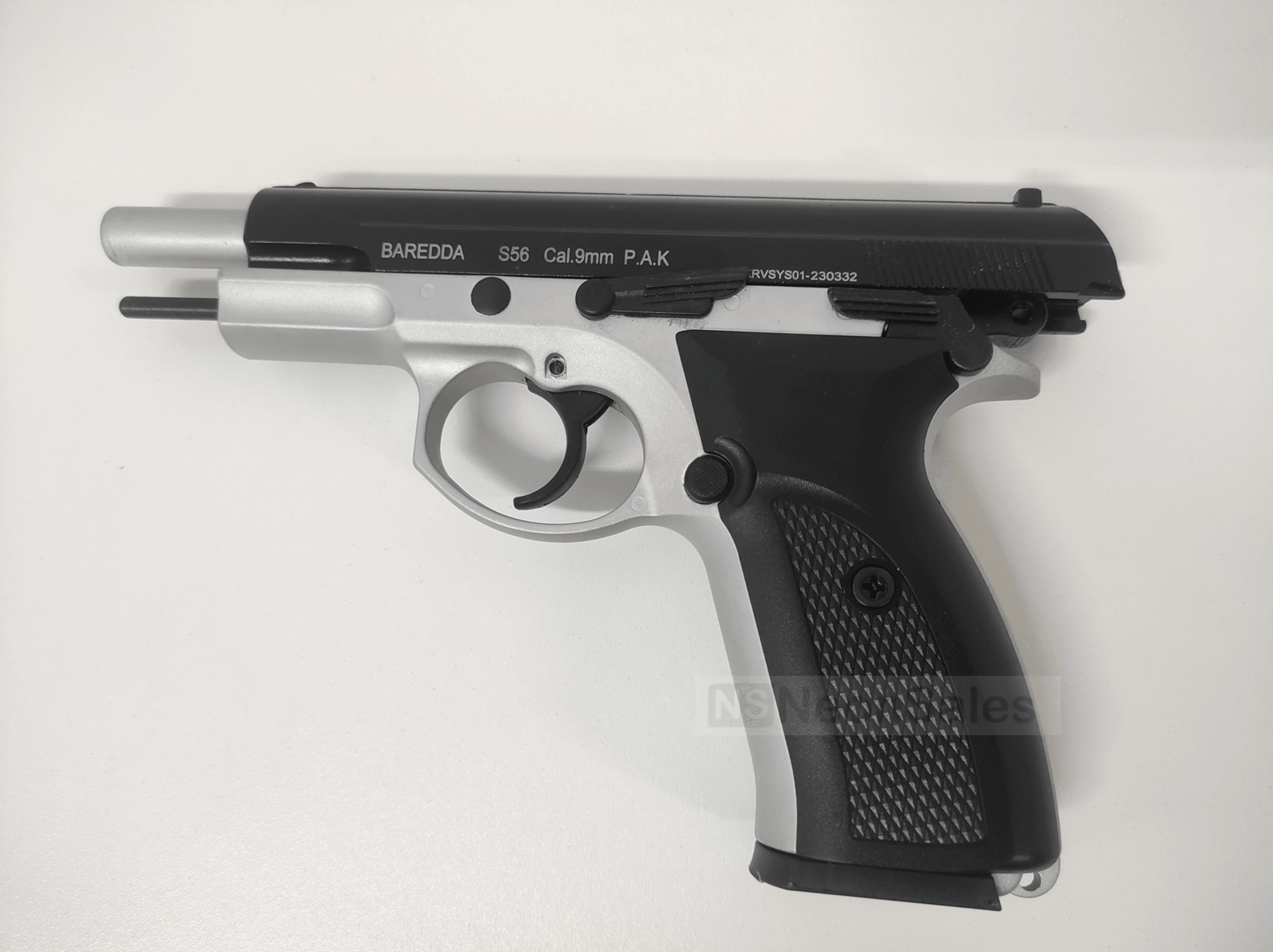 BAREDDA S56 BLANK GUN - BLACK & WHITE - NeonSales South Africa