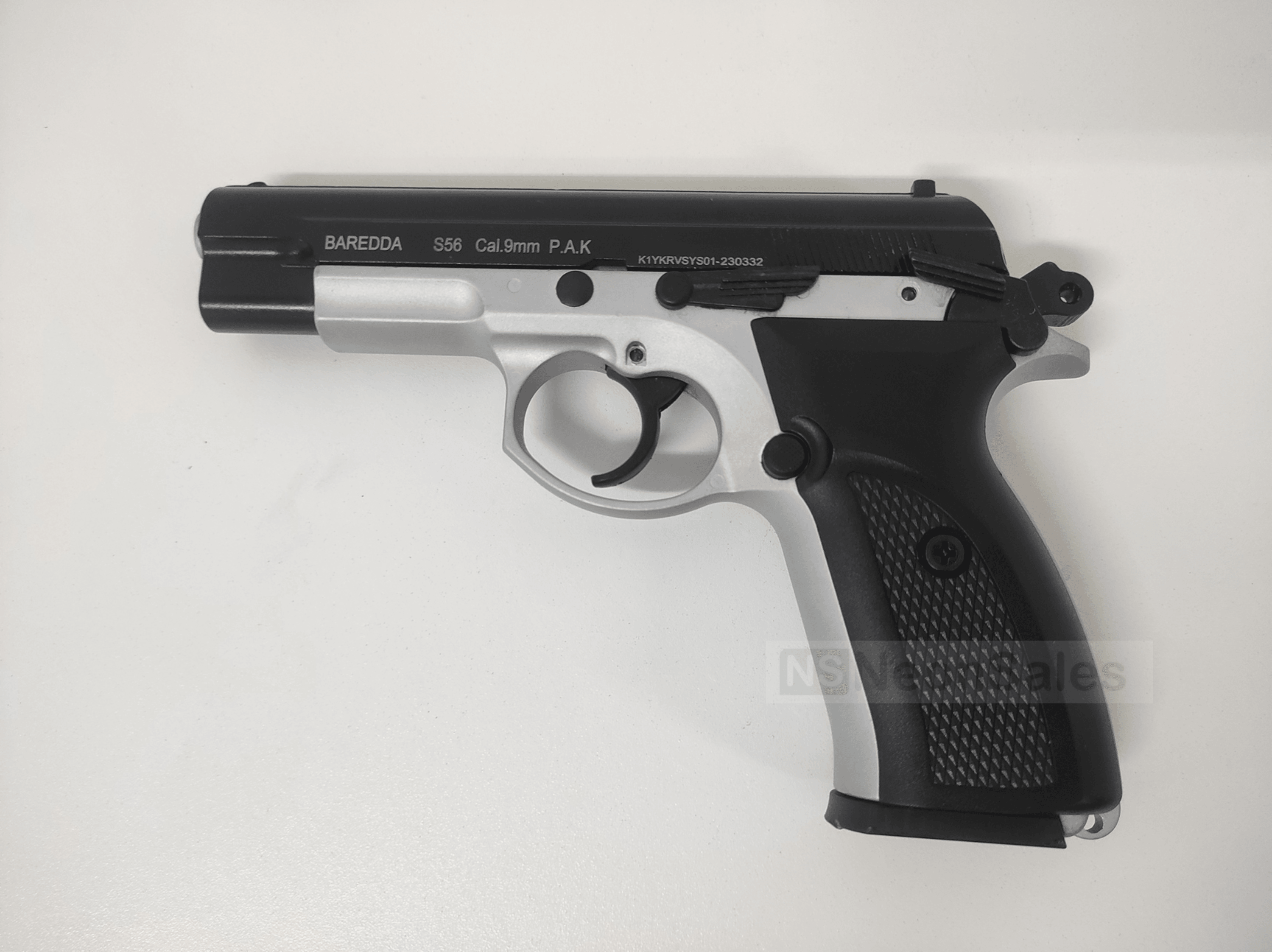 BAREDDA S56 BLANK GUN - BLACK & WHITE - NeonSales South Africa