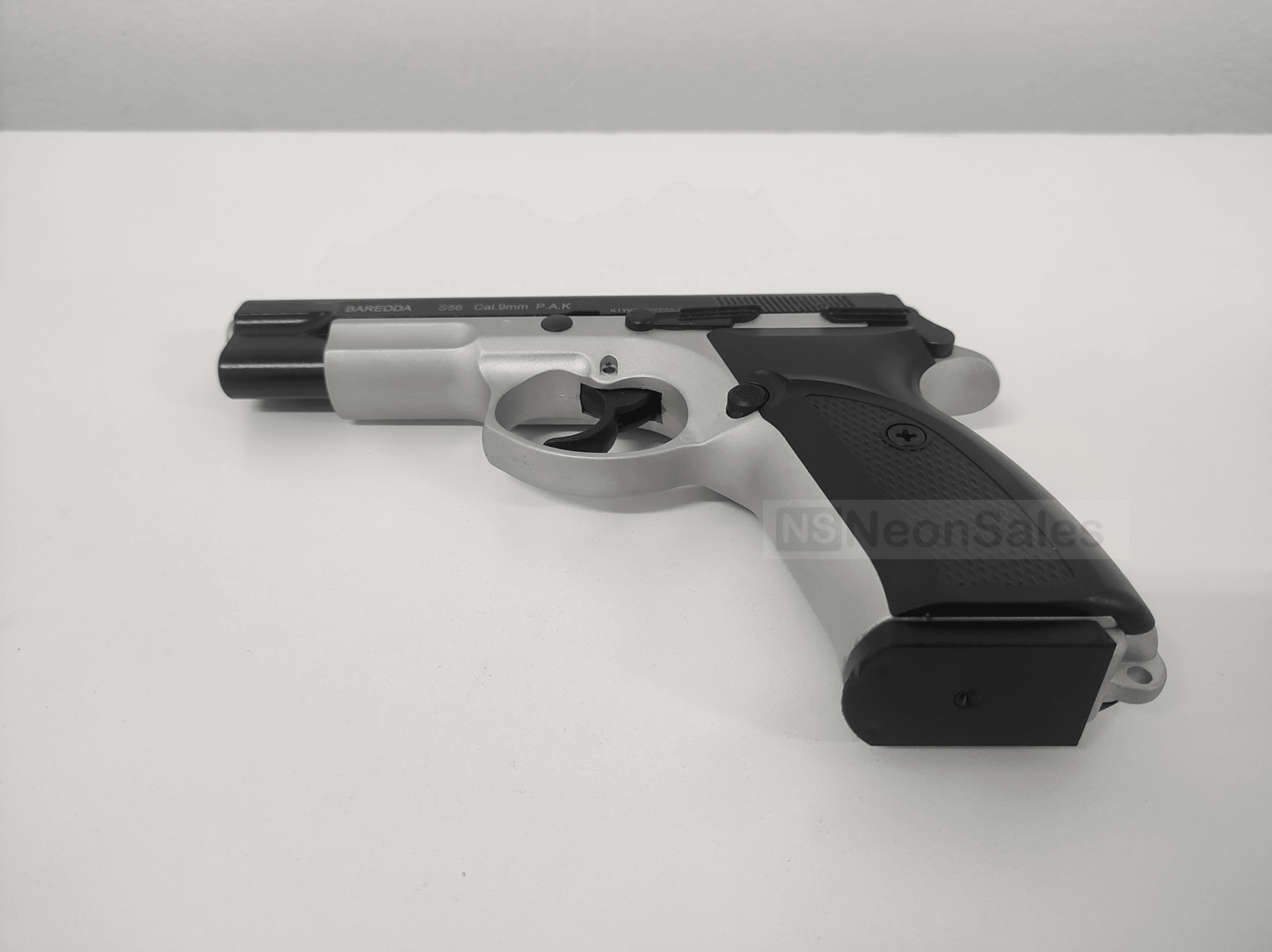 BAREDDA S56 BLANK GUN - BLACK & WHITE - NeonSales South Africa