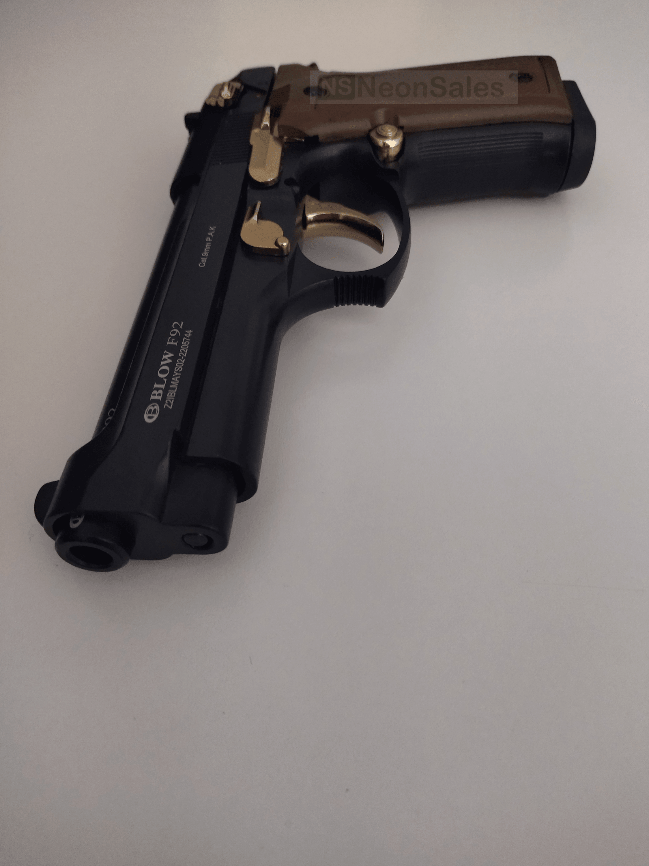 BLOW F92 BLANK GUN - BLACK/GOLD/BROWN - NeonSales {{ shop.shopifyCountryName }}