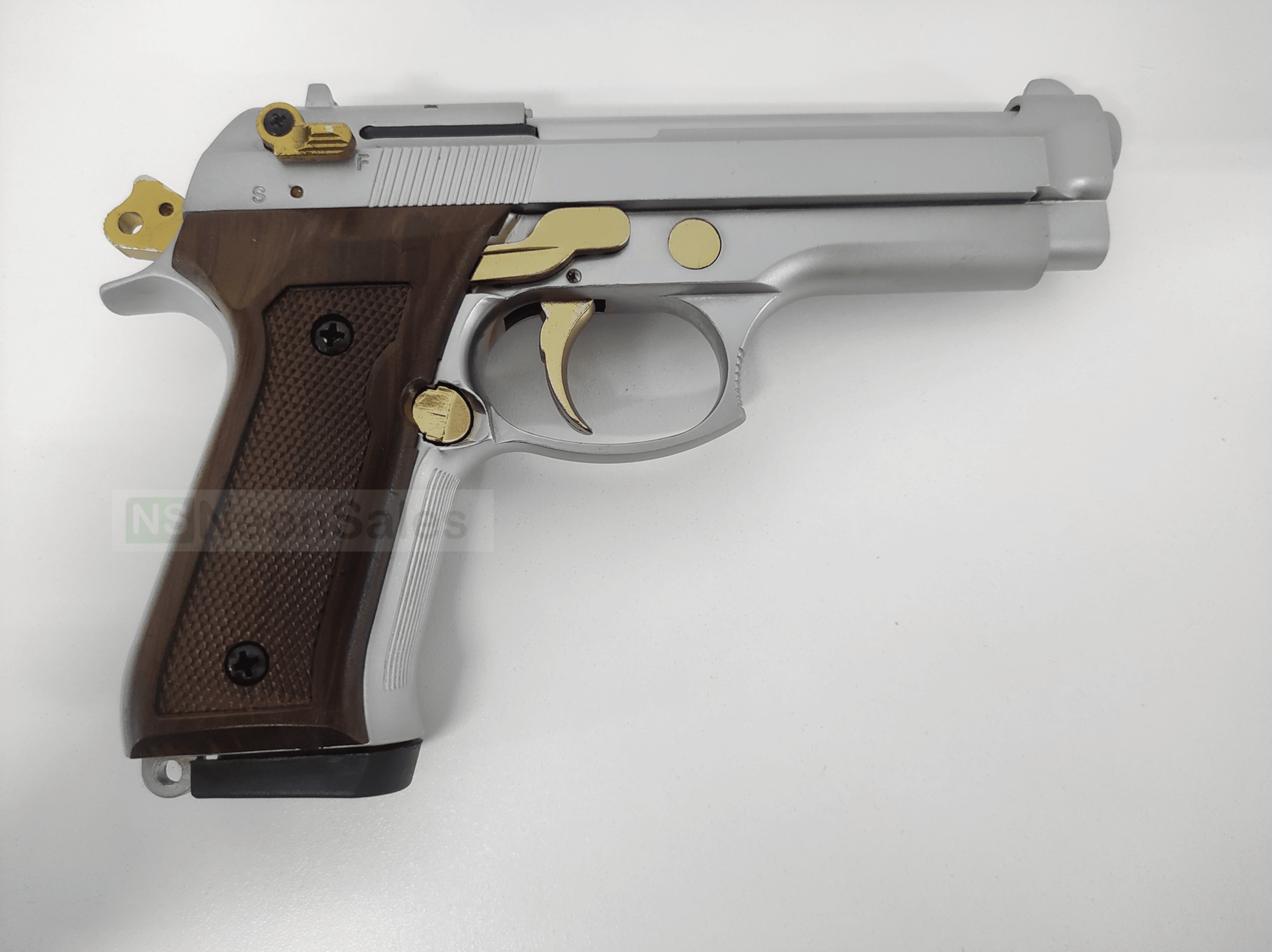 BLOW F92 BLANK GUN - MATTE CHROME W/ GOLD FEATURES - NeonSales South Africa