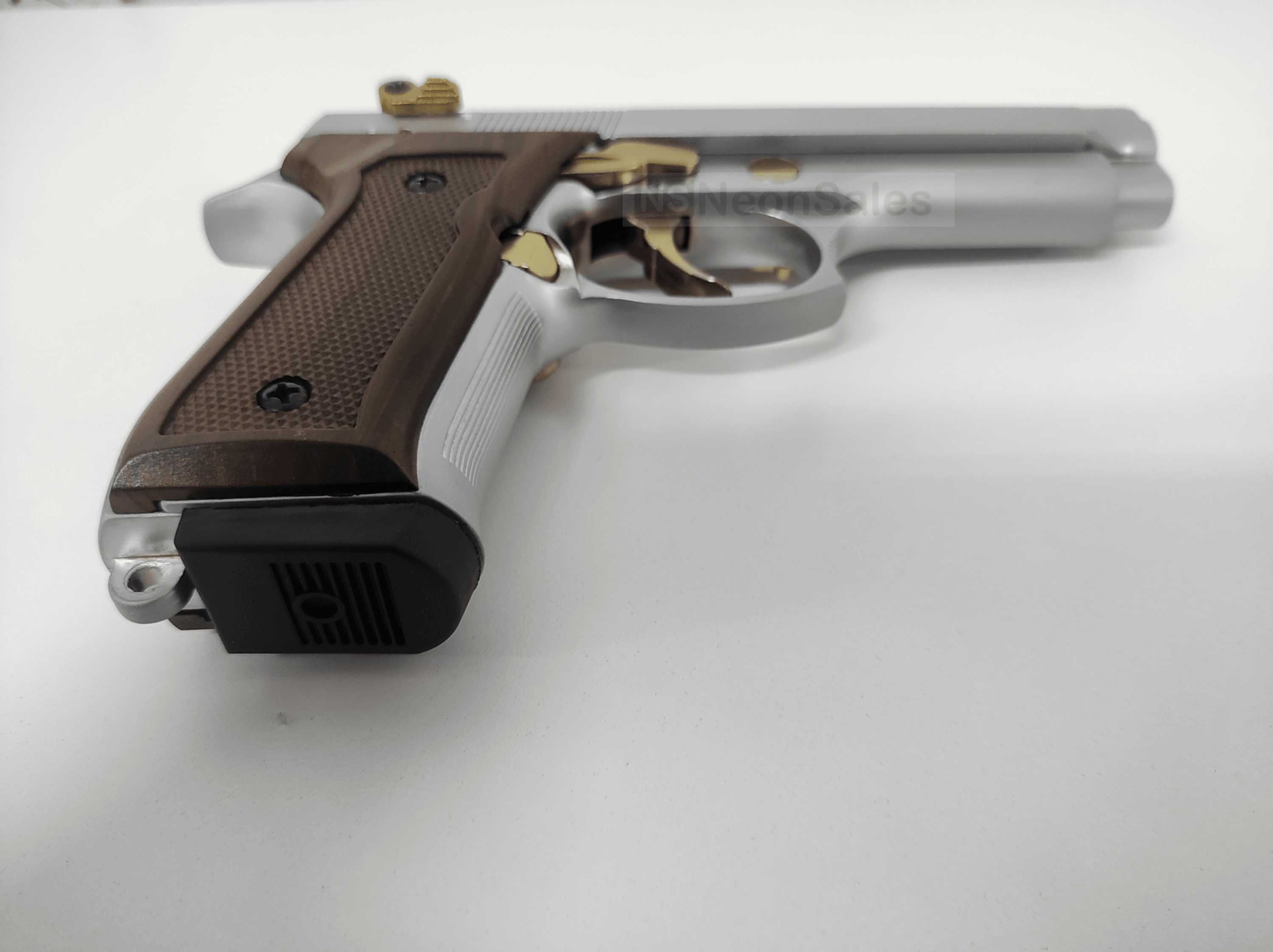 BLOW F92 BLANK GUN - MATTE CHROME W/ GOLD FEATURES - NeonSales South Africa