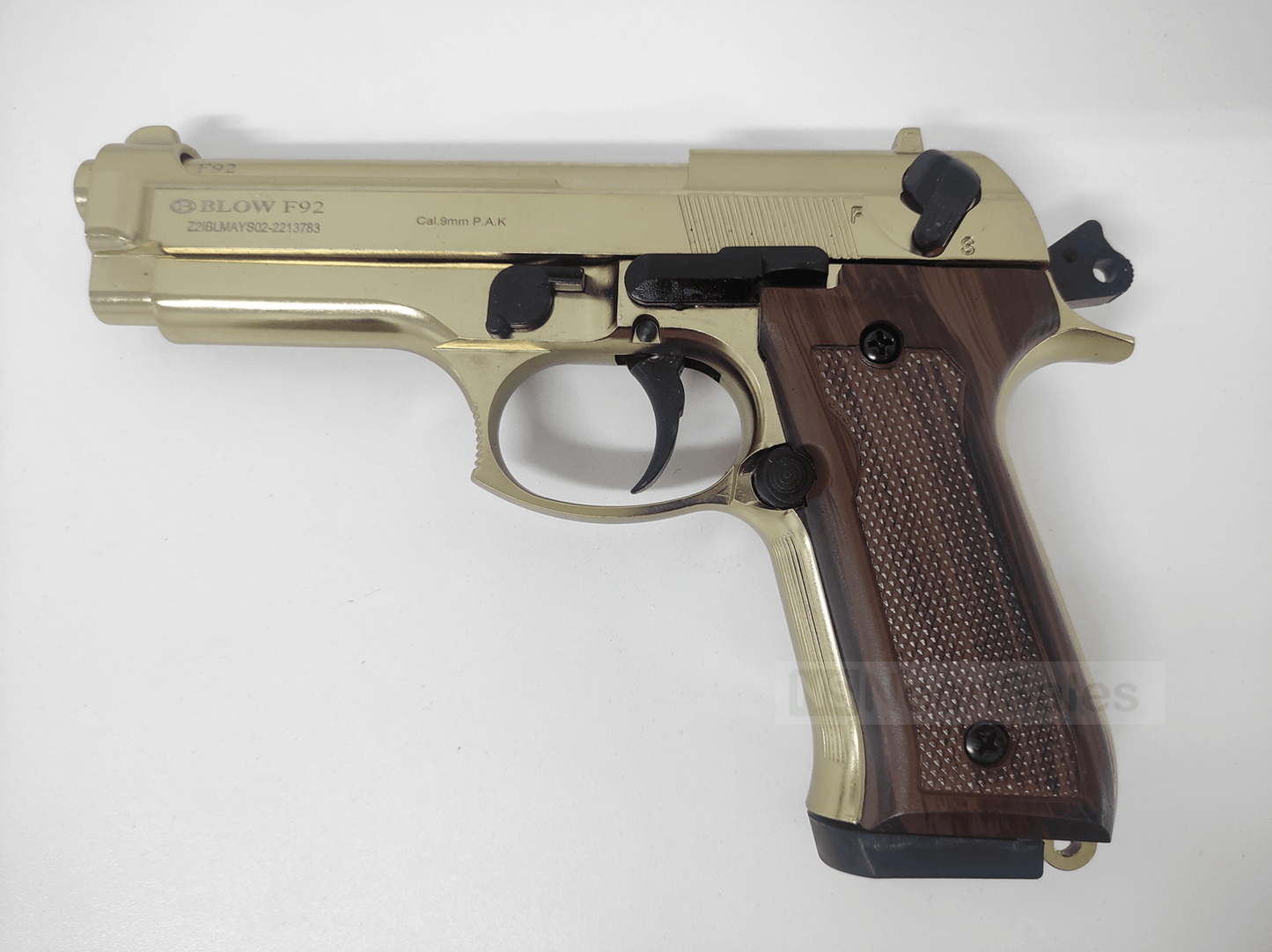 BLOW F92 BLANK PISTOL - GOLD W/ FAUX-WOOD GRIPS - NeonSales {{ shop.shopifyCountryName }}