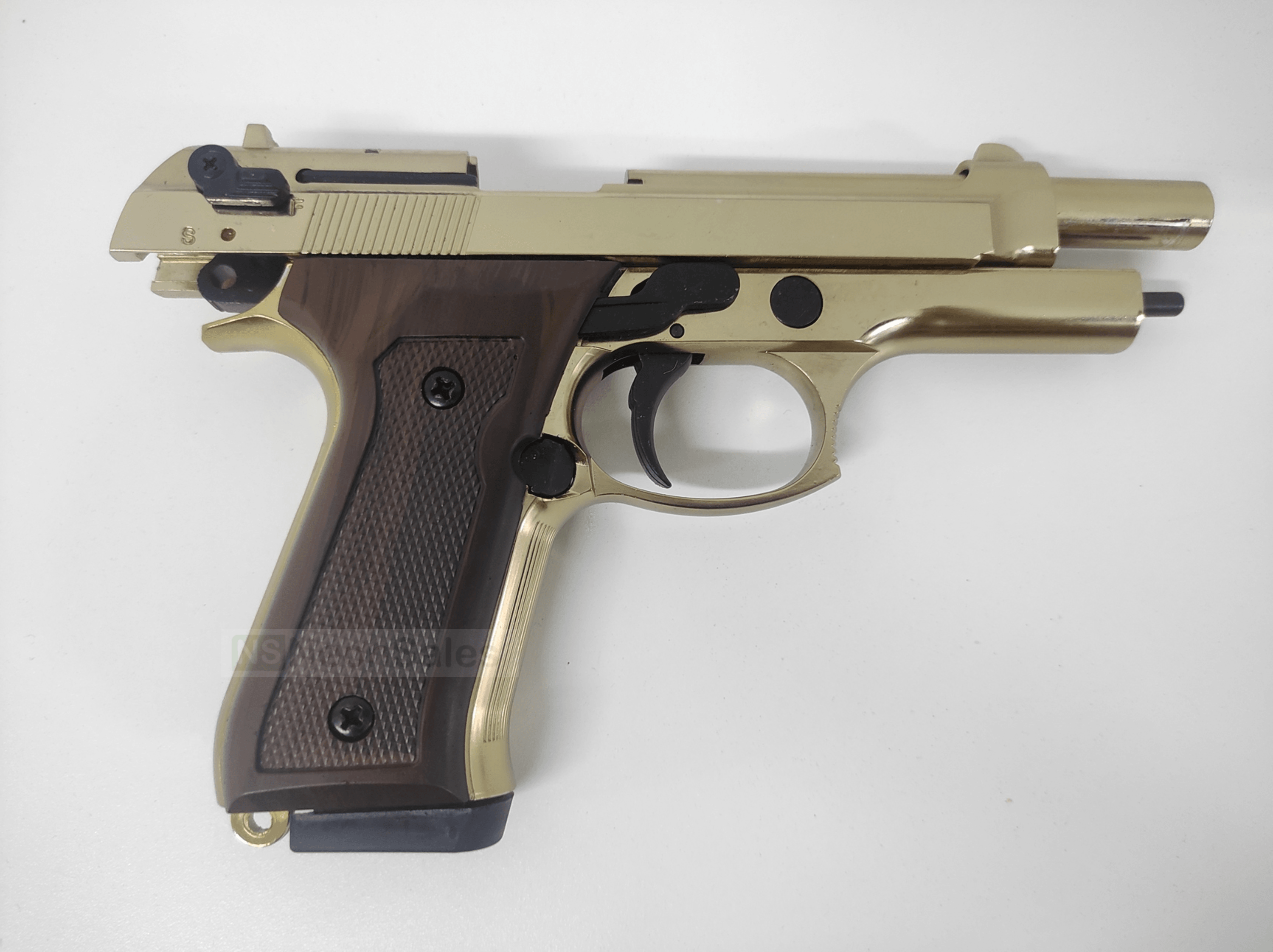 BLOW F92 BLANK PISTOL - GOLD W/ FAUX-WOOD GRIPS - NeonSales {{ shop.shopifyCountryName }}