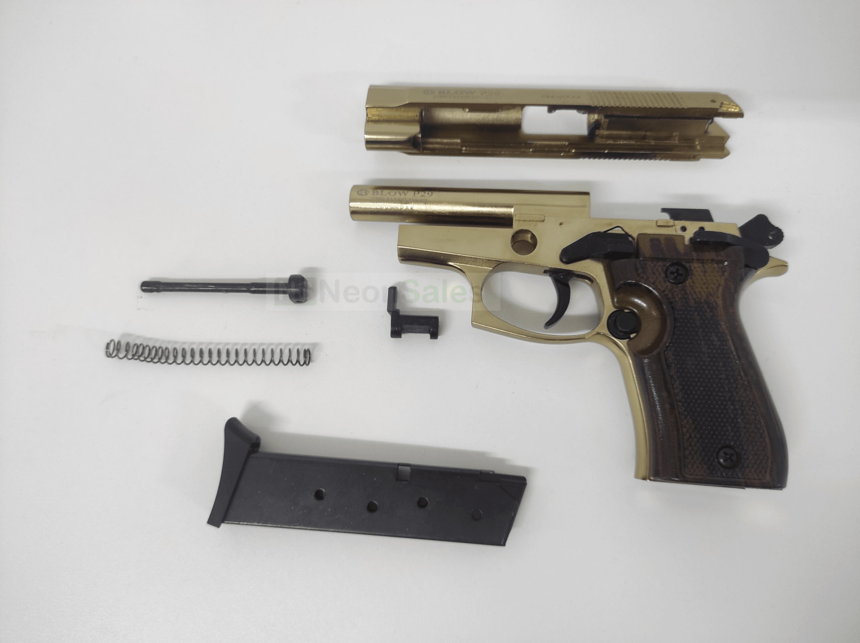 BLOW P29 BLANK GUN - GOLD W/ FAUX-WOOD GRIPS - NeonSales South Africa