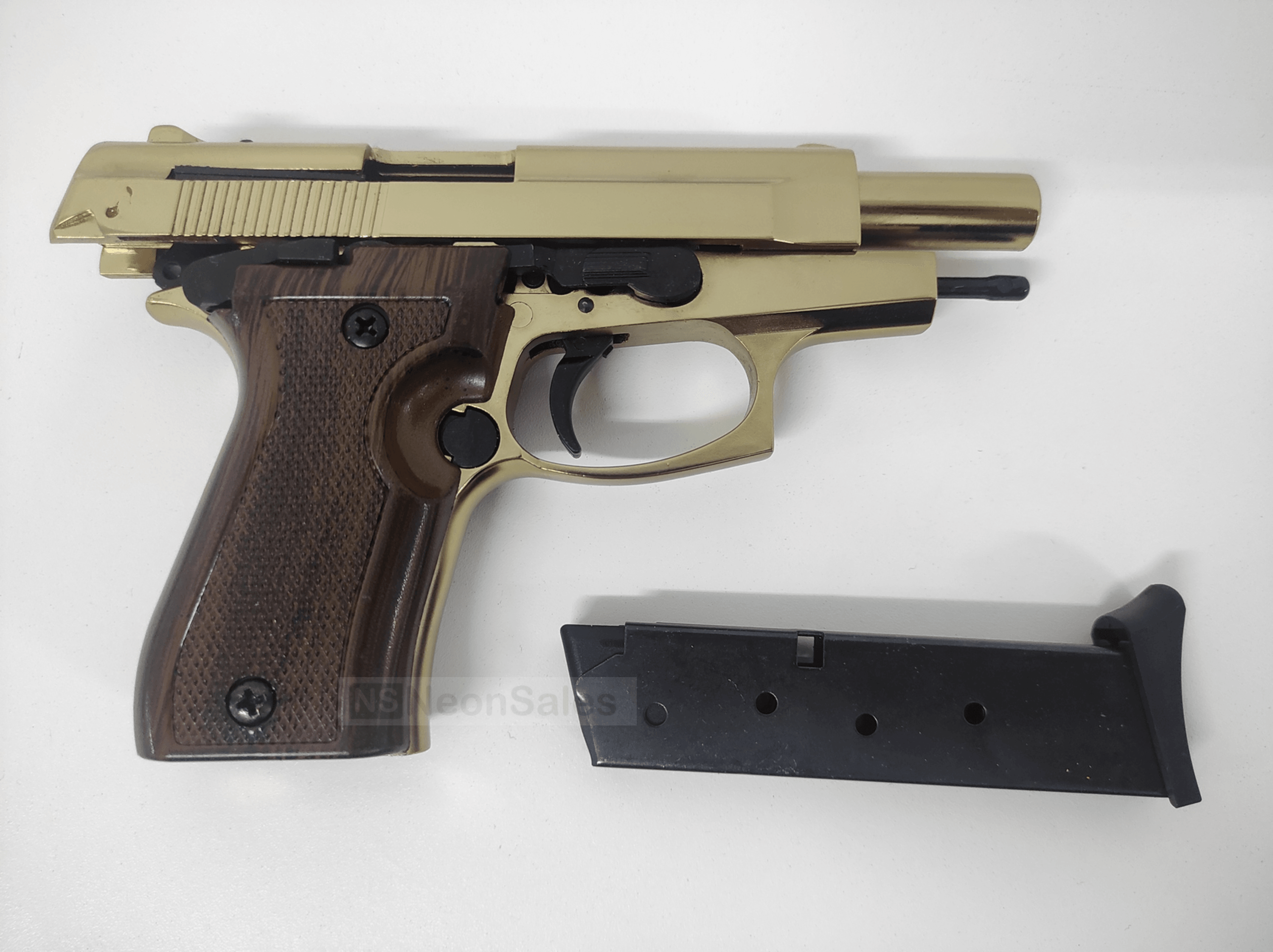 BLOW P29 BLANK GUN - GOLD W/ FAUX-WOOD GRIPS - NeonSales South Africa