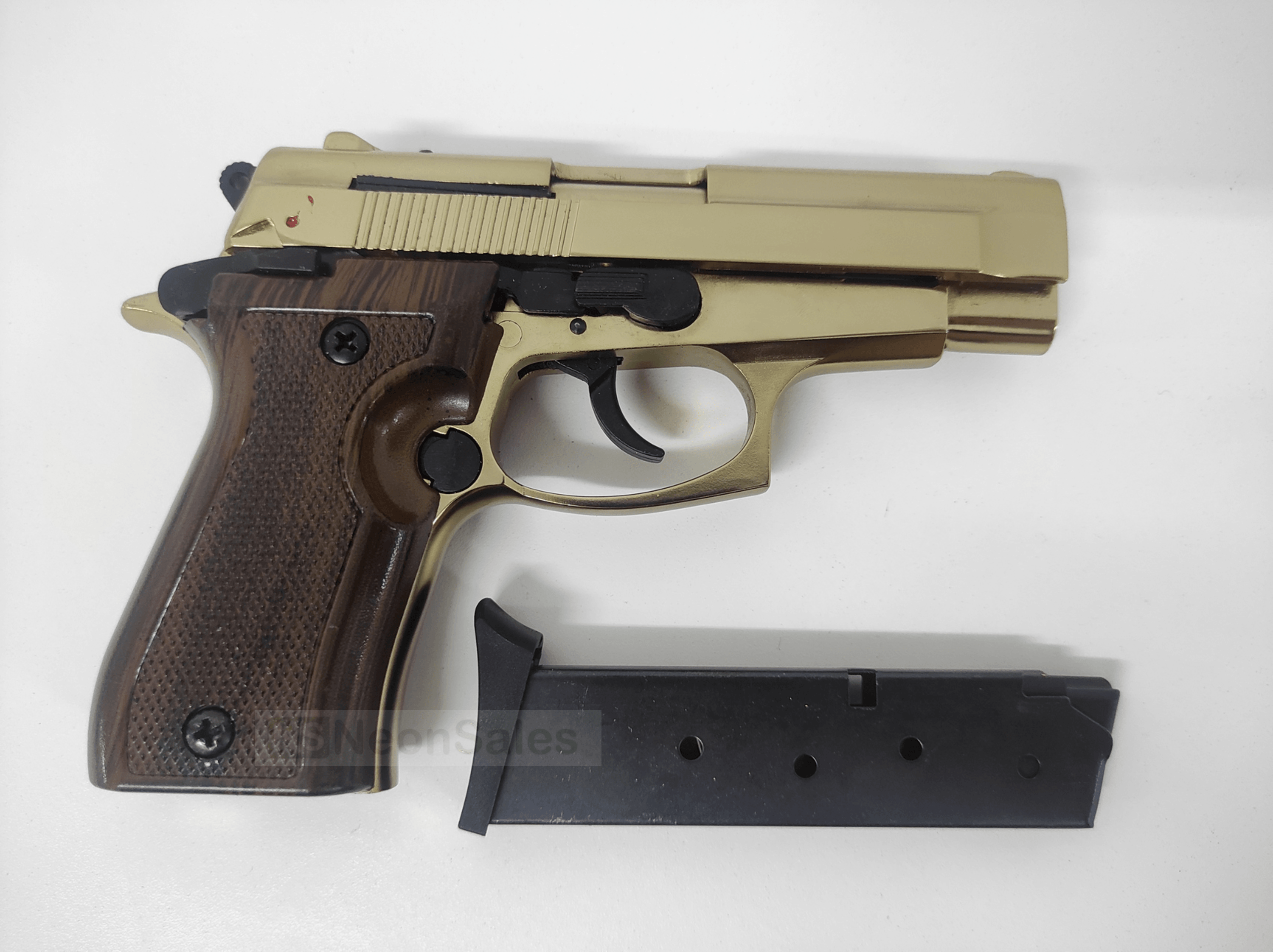 BLOW P29 BLANK GUN - GOLD W/ FAUX-WOOD GRIPS - NeonSales South Africa