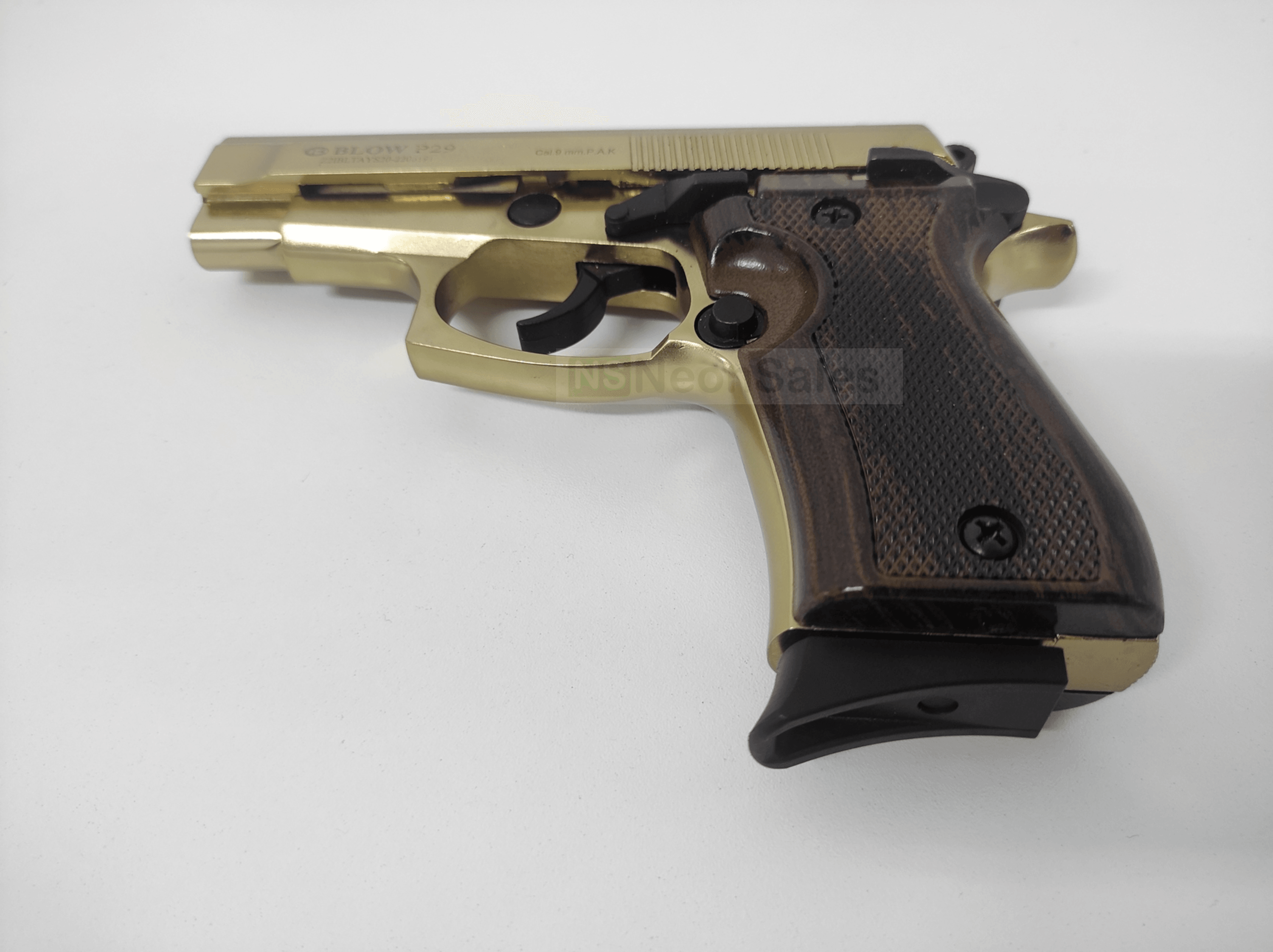 BLOW P29 BLANK GUN - GOLD W/ FAUX-WOOD GRIPS - NeonSales South Africa