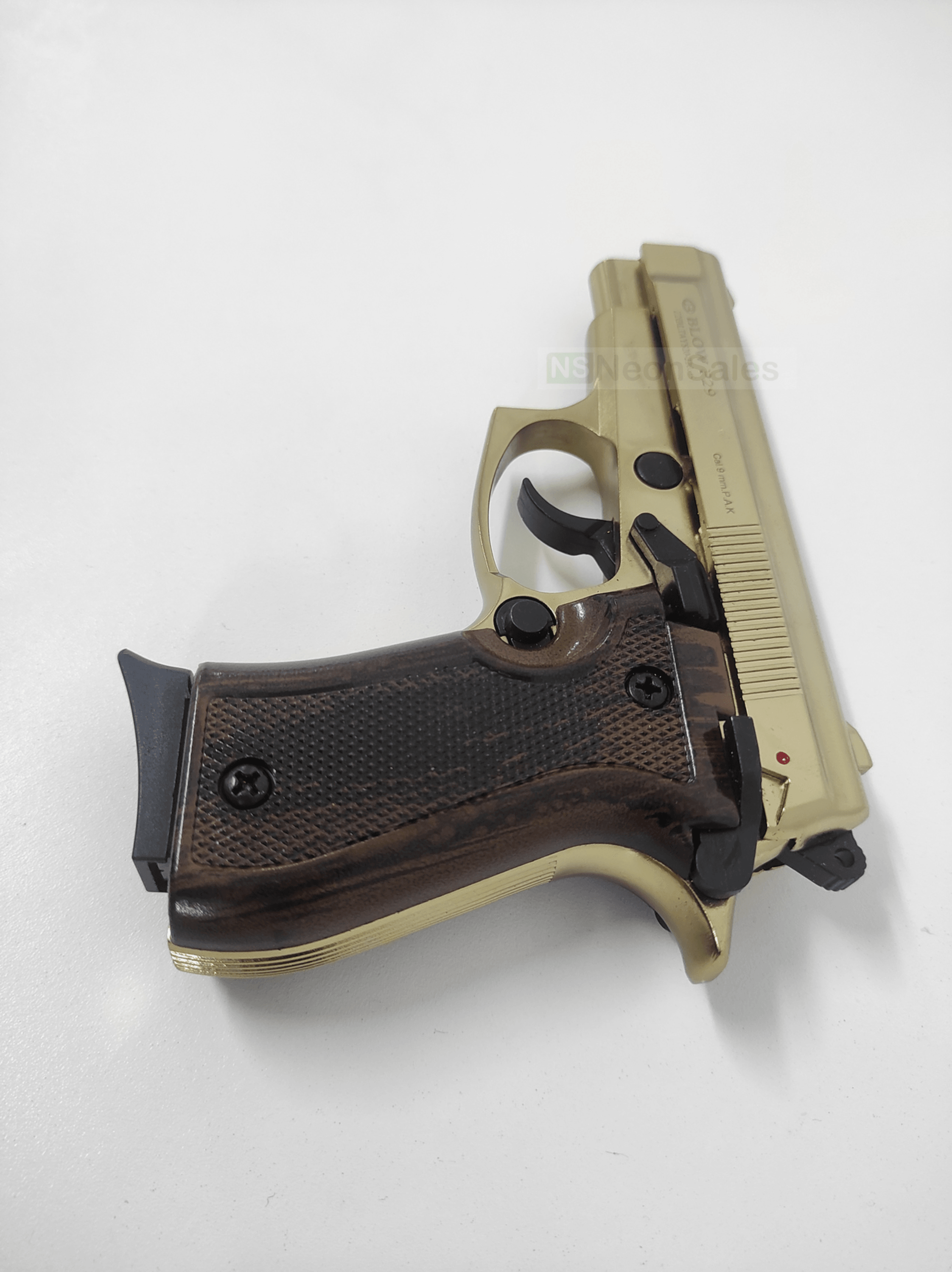 BLOW P29 BLANK GUN - GOLD W/ FAUX-WOOD GRIPS - NeonSales South Africa