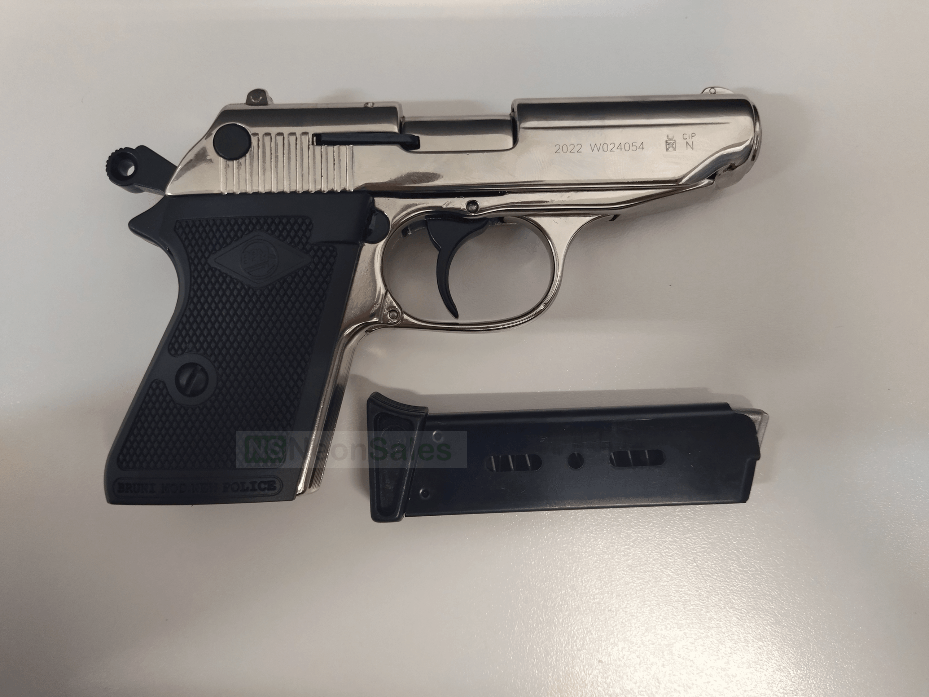 BRUNI NEW POLICE (PPK REPLICA) BLANK GUN - CHROME - NeonSales South Africa