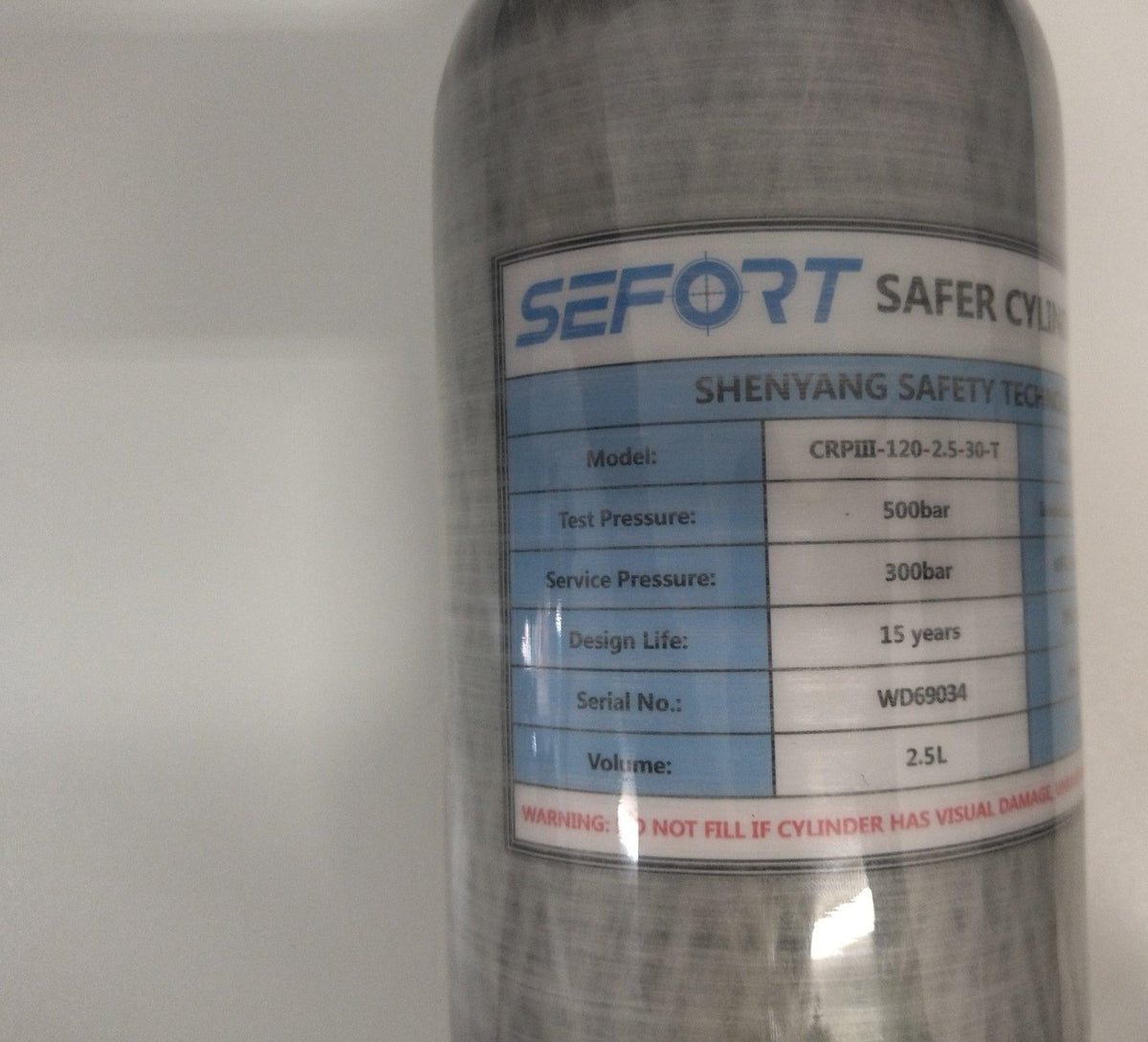 CARBON FIBER HOOP-WRAPPED CYLINDER 300BAR-2.5L