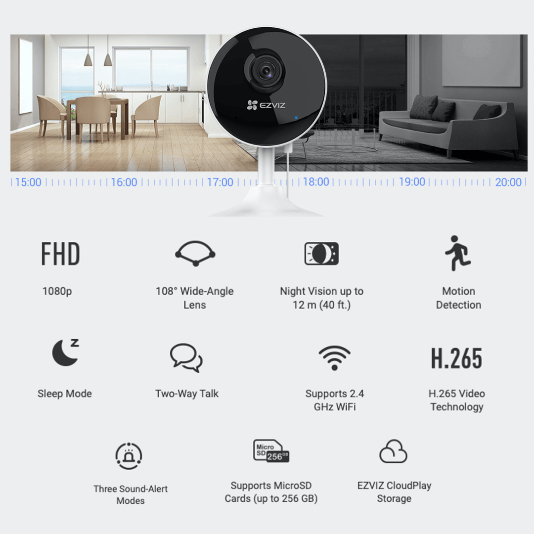 EZVIZ C1C-B 1080P SMART HOME CAMERA H.265 - NeonSales {{ shop.shopifyCountryName }}