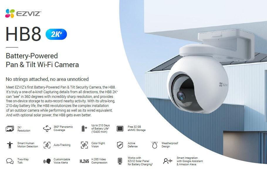 EZVIZ HB8 +2K S/ HOME BATTERY CAMERA + SOLAR PANEL - NeonSales {{ shop.shopifyCountryName }}