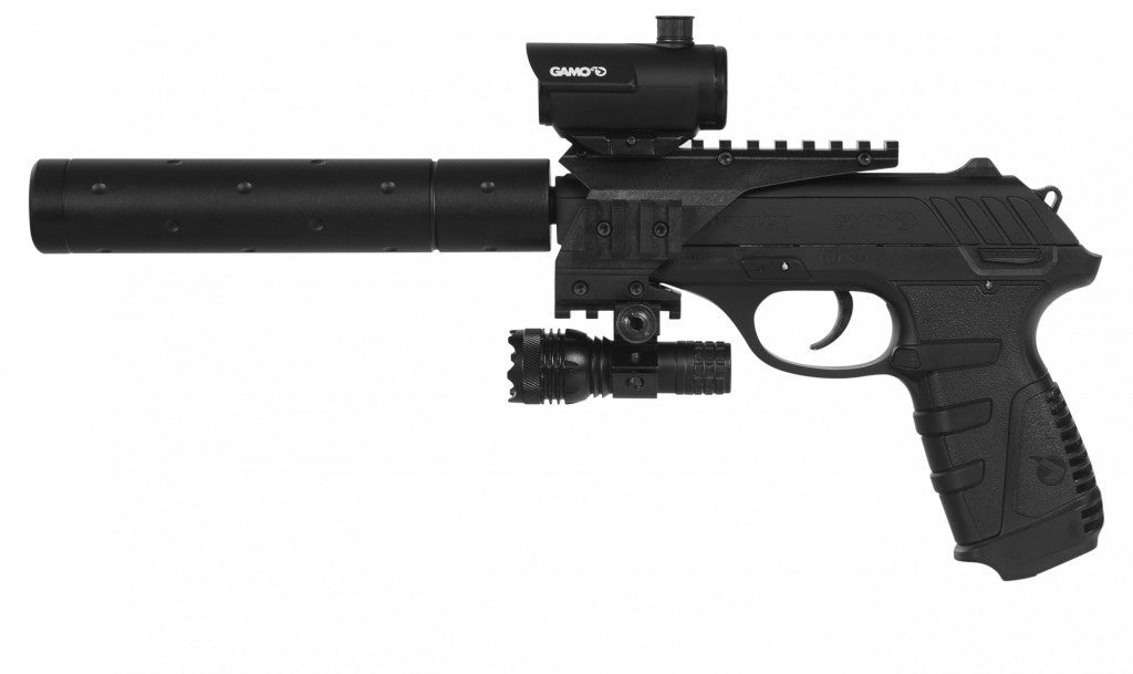 GAMO P25 TACTICAL CO2 PISTOL W/ RED DOT & TORCH - NeonSales {{ shop.shopifyCountryName }}