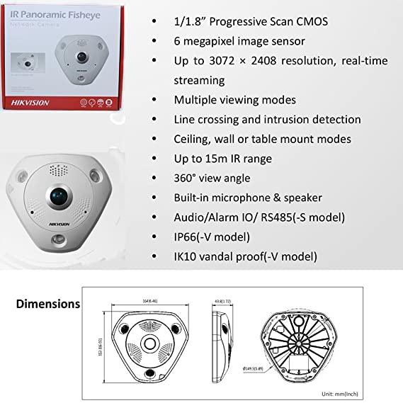 HIKVISION FISHEYE PTZ IP CAMERA 6MP DS-2CD6362F-IS - NeonSales {{ shop.shopifyCountryName }}