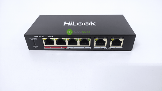 HILOOK 4 PORT POE SWITCH 10/100MBPS NS-0106P-35 - NeonSales {{ shop.shopifyCountryName }}