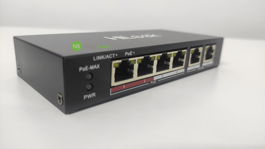 HILOOK 4 PORT POE SWITCH 10/100MBPS NS-0106P-35 - NeonSales {{ shop.shopifyCountryName }}