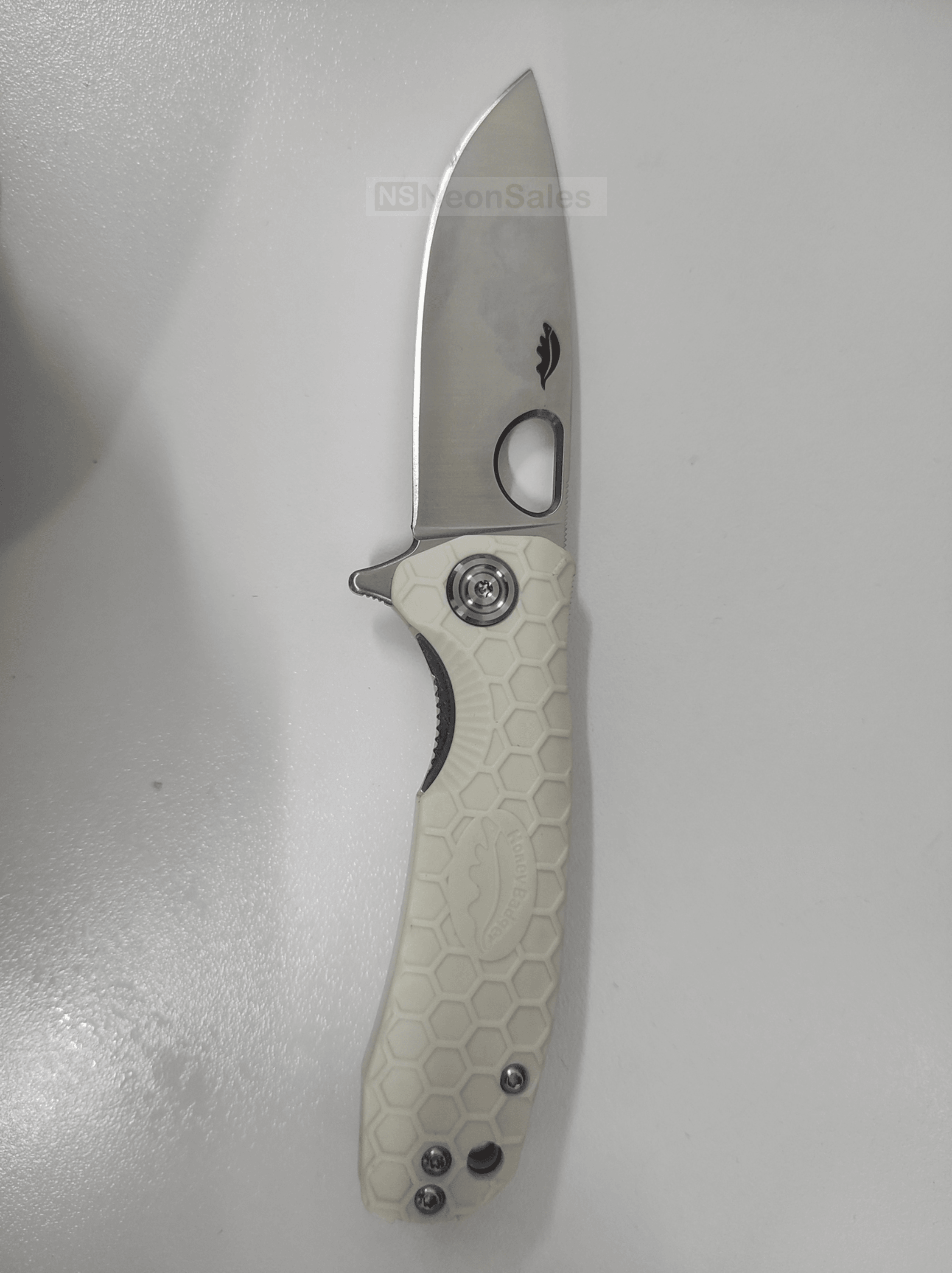 HONEY BADGER DROP-POINT FLIPPER D2 - SMALL WHITE - NeonSales South Africa