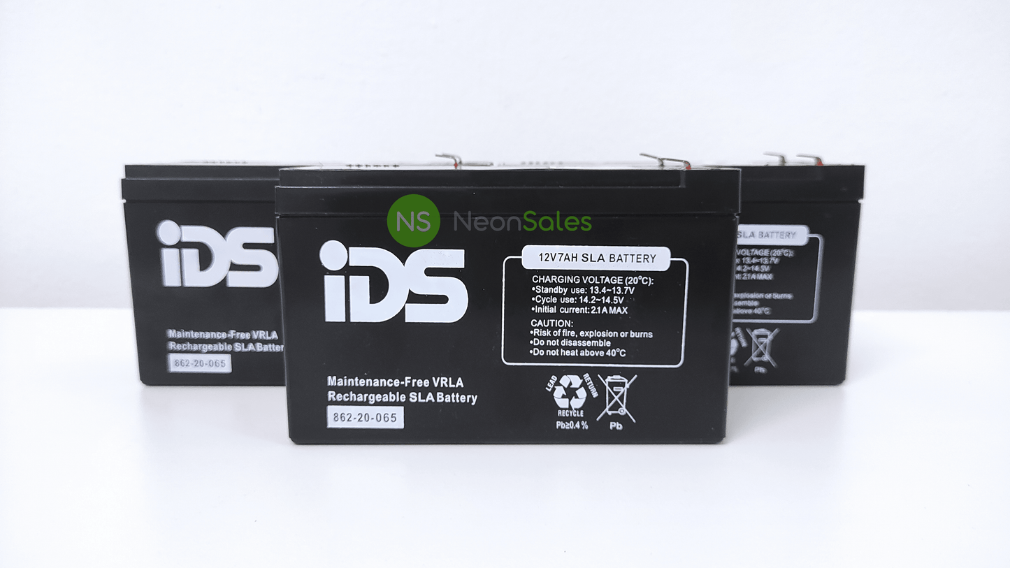 IDS 12V 7AH RECHARGEABLE LEAD ACID BATTERY - NeonSales {{ shop.shopifyCountryName }}