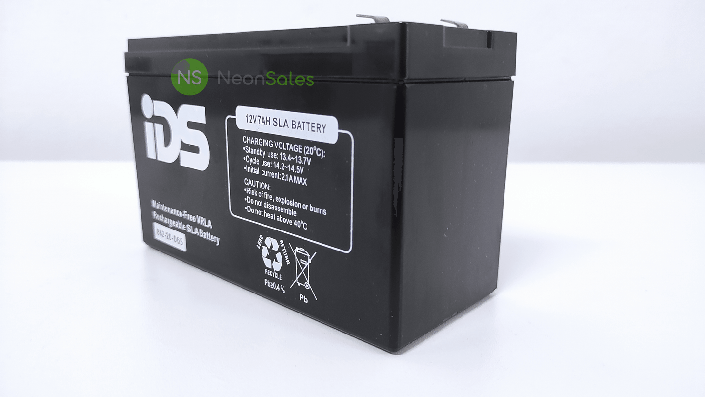 IDS 12V 7AH RECHARGEABLE LEAD ACID BATTERY - NeonSales {{ shop.shopifyCountryName }}