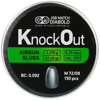 JSB 6.35MM .251 KO KNOCKOUT SLUGS 33.49GR - 150'S - NeonSales {{ shop.shopifyCountryName }}