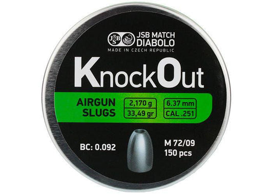 JSB 6.35MM .251 KO KNOCKOUT SLUGS 33.49GR - 150'S - NeonSales {{ shop.shopifyCountryName }}