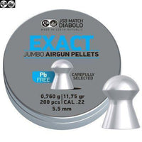 JSB EXACT LEAD FREE 5.5MM 11.75GR PELLETS - 200'S - NeonSales {{ shop.shopifyCountryName }}
