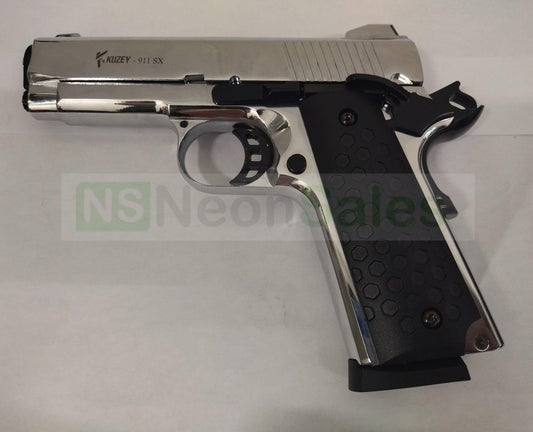 KUZEY 911SX #2 BLANK GUN - CHROME W/ BLACK TRIM - NeonSales {{ shop.shopifyCountryName }}