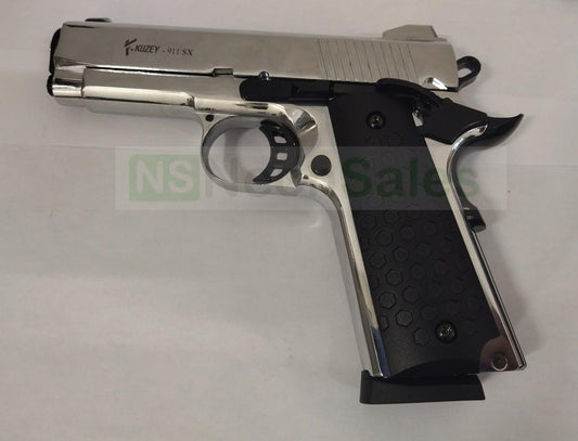 KUZEY 911SX #2 BLANK GUN - CHROME W/ BLACK TRIM - NeonSales {{ shop.shopifyCountryName }}