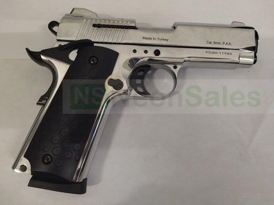 KUZEY 911SX #2 BLANK GUN - CHROME W/ BLACK TRIM - NeonSales {{ shop.shopifyCountryName }}