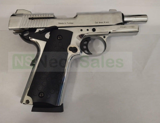 KUZEY 911SX #2 BLANK GUN - CHROME W/ BLACK TRIM - NeonSales {{ shop.shopifyCountryName }}
