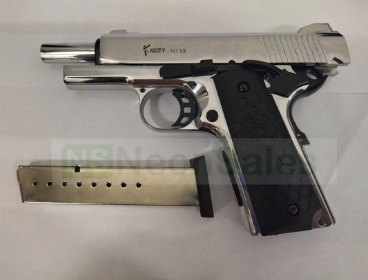 KUZEY 911SX #2 BLANK GUN - CHROME W/ BLACK TRIM - NeonSales {{ shop.shopifyCountryName }}