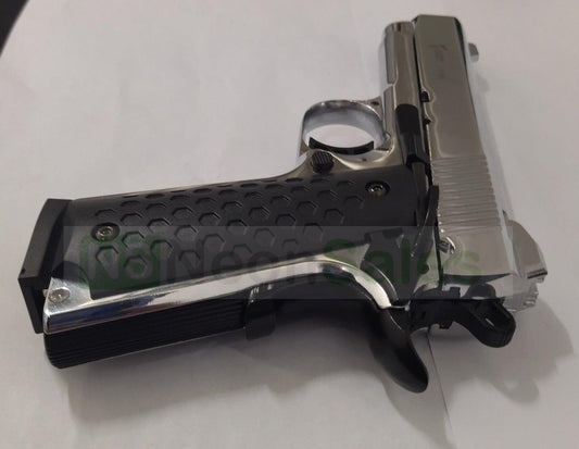 KUZEY 911SX #2 BLANK GUN - CHROME W/ BLACK TRIM - NeonSales {{ shop.shopifyCountryName }}