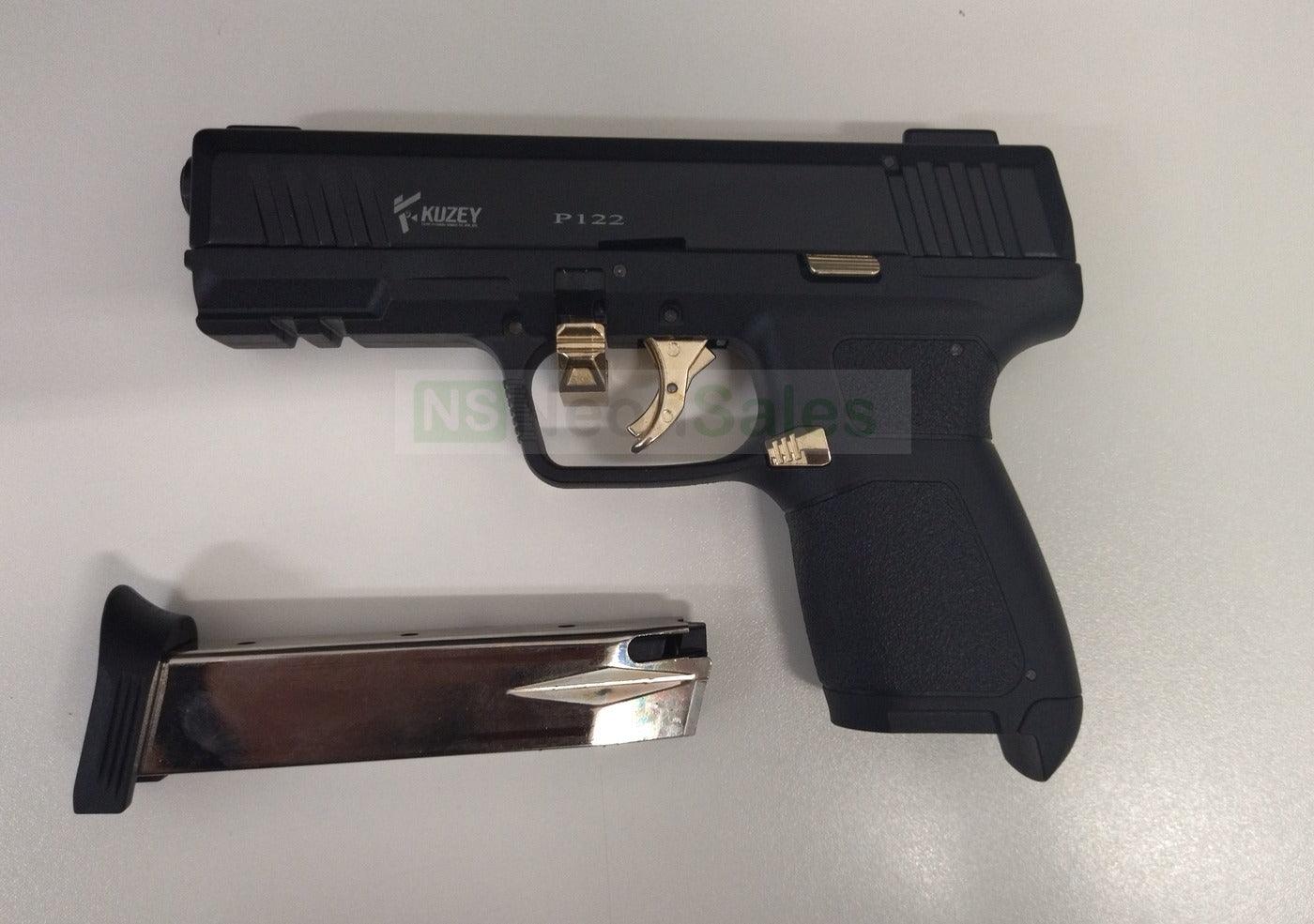 KUZEY P122 BLANK GUN - BLACK W/ GOLD TRIM - NeonSales {{ shop.shopifyCountryName }}