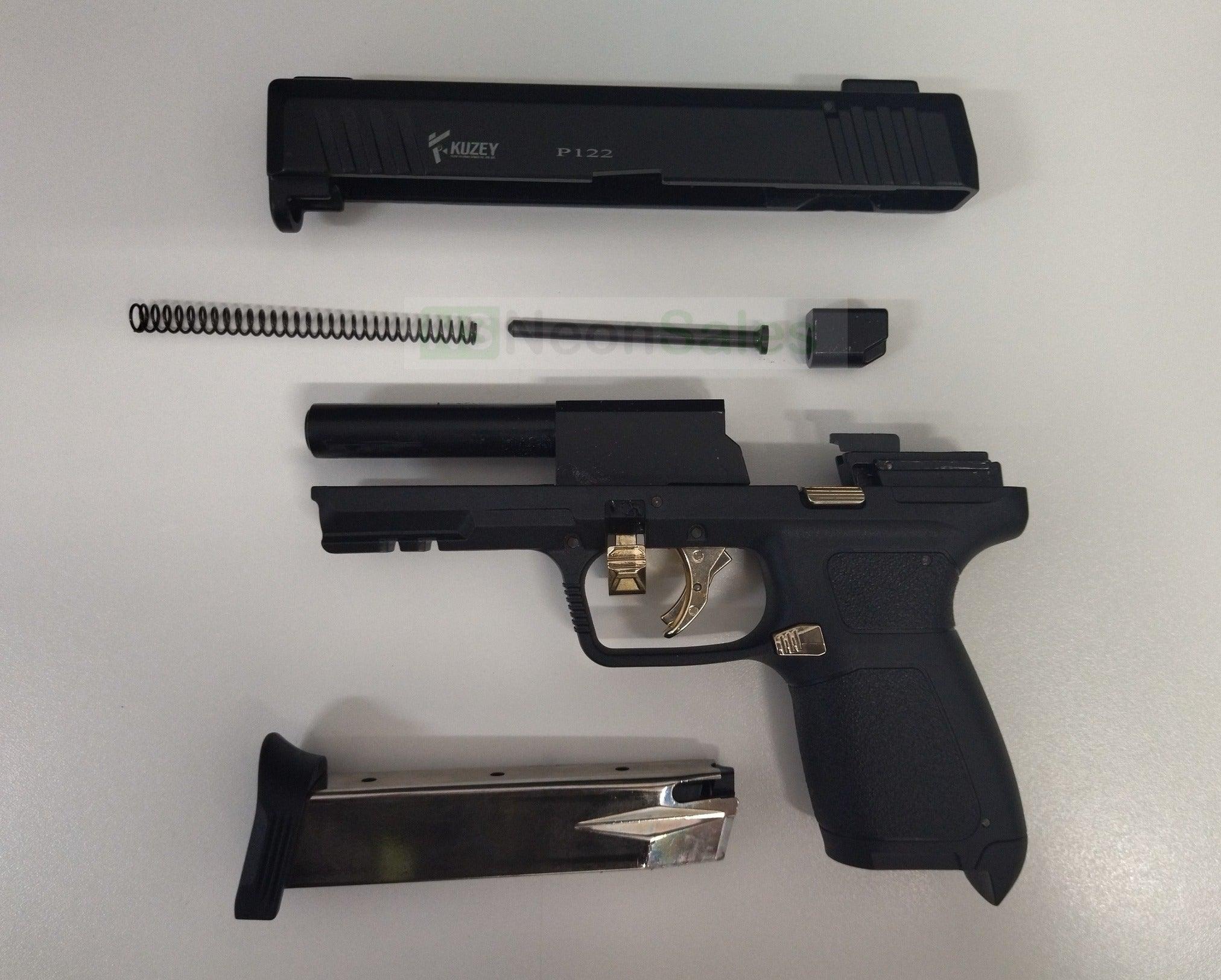 KUZEY P122 BLANK GUN - BLACK W/ GOLD TRIM - NeonSales {{ shop.shopifyCountryName }}