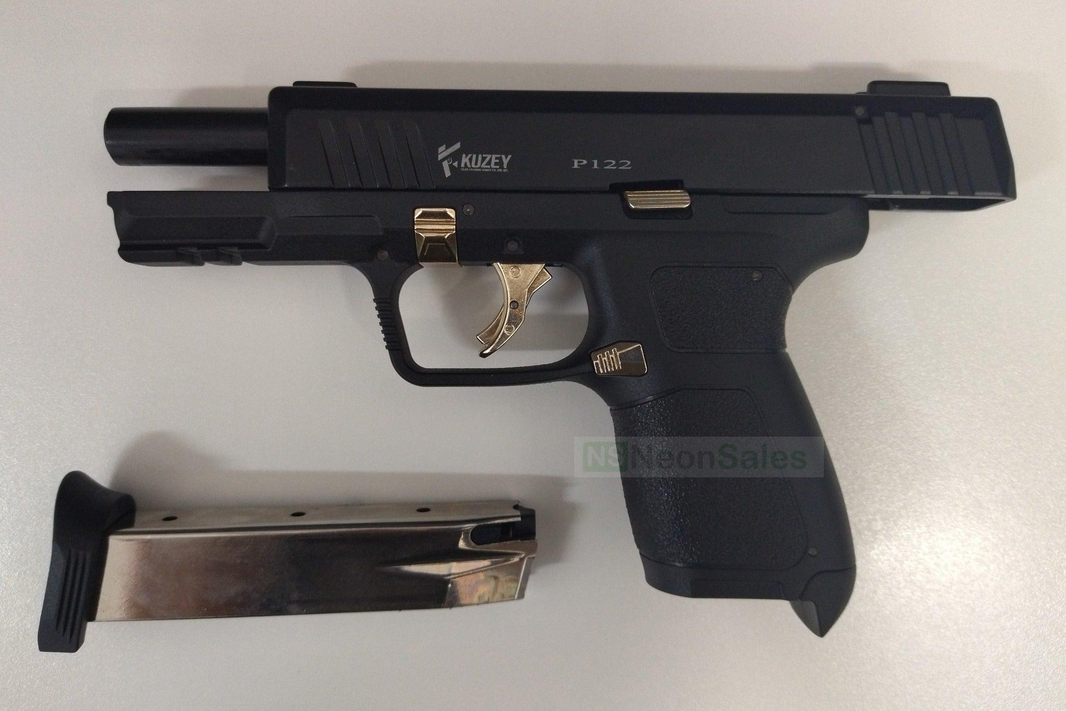 KUZEY P122 BLANK GUN - BLACK W/ GOLD TRIM - NeonSales South Africa