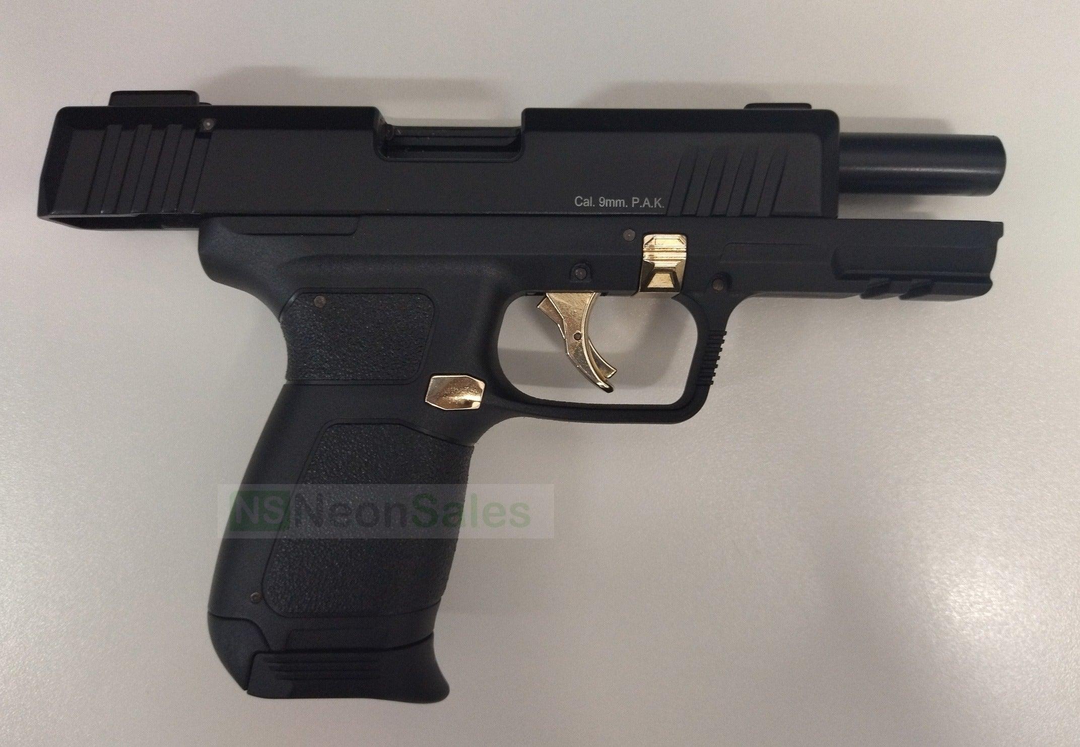 KUZEY P122 BLANK GUN - BLACK W/ GOLD TRIM - NeonSales South Africa