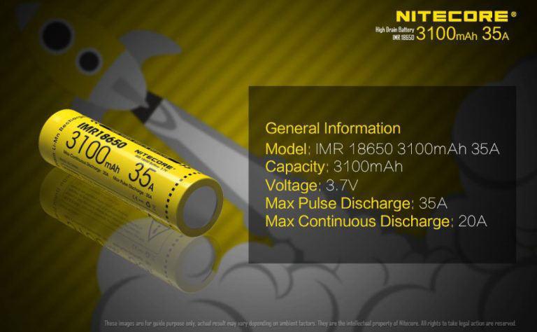 NITECORE IMR18650 VAPE 3.7V BATTERY 3100MAH 2 PACK - NeonSales South Africa