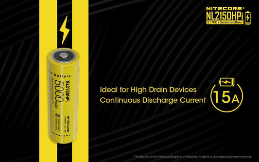 NITECORE NL2150HPI, 21700 BATTERY, 5000 MAH, 15A - NeonSales {{ shop.shopifyCountryName }}