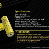 NITECORE NL2150HPI, 21700 BATTERY, 5000 MAH, 15A - NeonSales {{ shop.shopifyCountryName }}