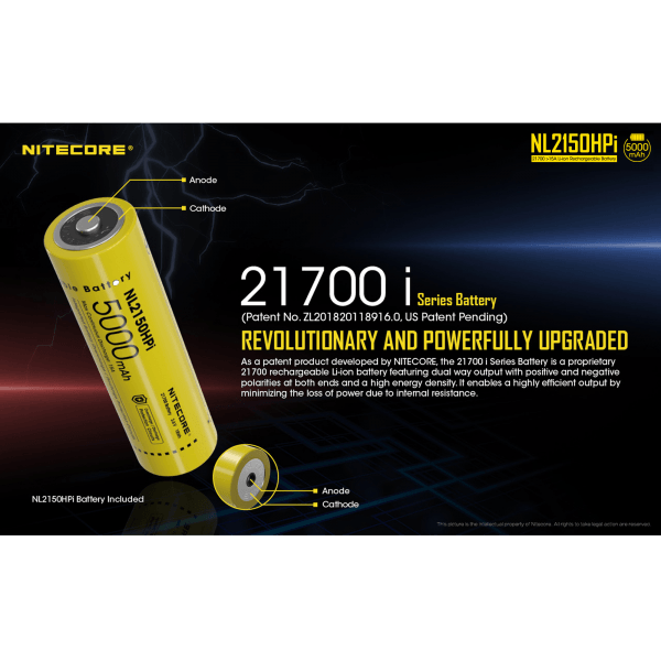 NITECORE NL2150HPI, 21700 BATTERY, 5000 MAH, 15A - NeonSales South Africa