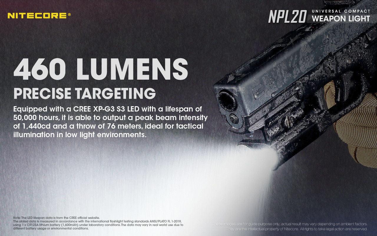 NITECORE NPL20 PISTOL LIGHT + 3 X CR123A BATTERIES - NeonSales South Africa
